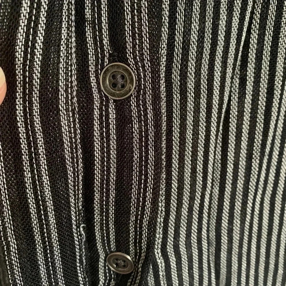 🩵Vintage Havana Black White Striped "Take A Trip" Emboridered Button Up  (S) - Picture 7 of 11